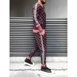 Fashionable sports tracksuit - sweatshirt with a zipper / long pants - slim fit - 3D printing