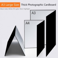 Tjock fotografisk kartong - hopfällbar - vitt / svart / silverreflekterande papper - A3 / A4