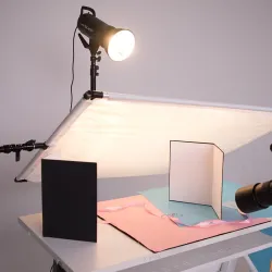 Tjock fotografisk kartong - hopfällbar - vitt / svart / silverreflekterande papper - A3 / A4