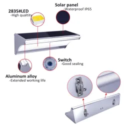 24 /48 /60 LED solsken - radarrörelsesensor - vägglampa i aluminium - vattentät