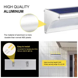 24 /48 /60 LED solsken - radarrörelsesensor - vägglampa i aluminium - vattentät