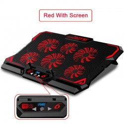 Laptop cooling pad / stand - 6 fans - LED - portable - adjustable