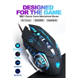 Professional optical gaming mouse - 6 buttons - wired - 3200DPI - LED - silent