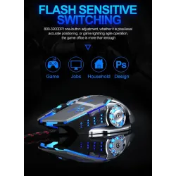 Professional optical gaming mouse - 6 buttons - wired - 3200DPI - LED - silent