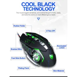Professional optical gaming mouse - 6 buttons - wired - 3200DPI - LED - silent