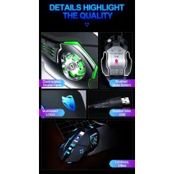Professional optical gaming mouse - 6 buttons - wired - 3200DPI - LED - silent