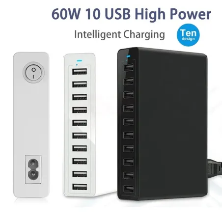 Wieloportowa ładowarka USB - szybkie ładowanie - 5 / 6 / 10 portów - 60WŁadowarki