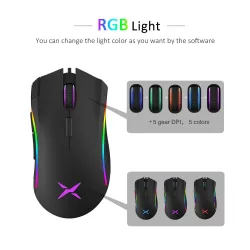 M625 - A3050 - 4000 DPI 1000Hz - przewodowa mysz do gier - podświetlenie RGB - 7 przycisków - USBMyszki