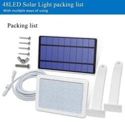 Kinkiet zewnętrzny ogrodowy - wodoodporna lampa solarna - regulowana - 48 LEDOświetlenia słonecznego