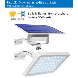 Kinkiet zewnętrzny ogrodowy - wodoodporna lampa solarna - regulowana - 48 LEDOświetlenia słonecznego