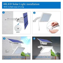 Kinkiet zewnętrzny ogrodowy - wodoodporna lampa solarna - regulowana - 48 LEDOświetlenia słonecznego