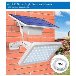 Kinkiet zewnętrzny ogrodowy - wodoodporna lampa solarna - regulowana - 48 LEDOświetlenia słonecznego