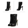 Sexy High Heel Stiefel - mit Reißverschlüssen / Schnalle - Knöchellang - offene Spitze / Ferse