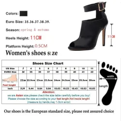 Sexy High Heel Stiefel - mit Metallschnalle - offene Spitze