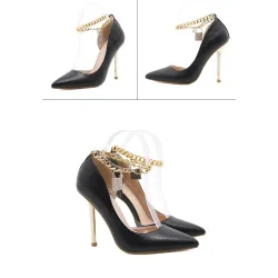 Elegant high heel pumps - with a metal ankle chain