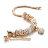 Luxurious gold bracelet - with crystal beads / heart