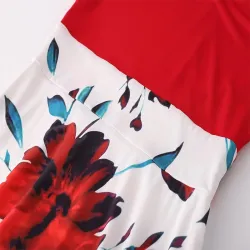 Elegancka długa sukienka - letni wzór w kwiaty - rozmiar plusSukienki