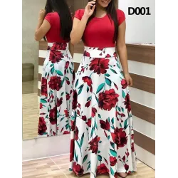 Elegantes langes Kleid - Sommerblumenprint - Übergröße
