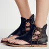 Summer vintage sandals - flat gladiators - with back zipper / laces
