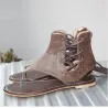 Sommer-Vintage-Sandalen - flache Gladiatoren - mit rückseitigem Reißverschluss / Schnürsenkel