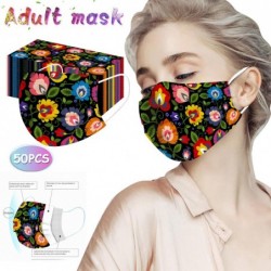Maska ochronna na twarz / usta - jednorazowa - dla dorosłych - nadruk w kwiatyMaski na usta