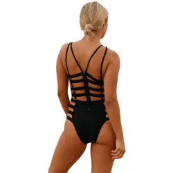 Sexy one piece swimsuit - hollow-out stripes - backless