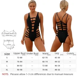 Sexy Badeanzug - ausgehöhlte Streifen - rückenfrei