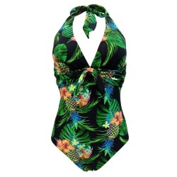 Retro one piece swimsuit - with neck tie up straps