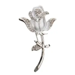 Elegant brooch with crystal rose