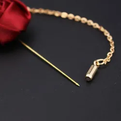 Goldene Brosche mit Rose / Kette - Unisex