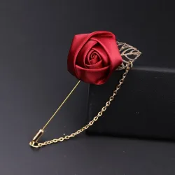 Goldene Brosche mit Rose / Kette - Unisex