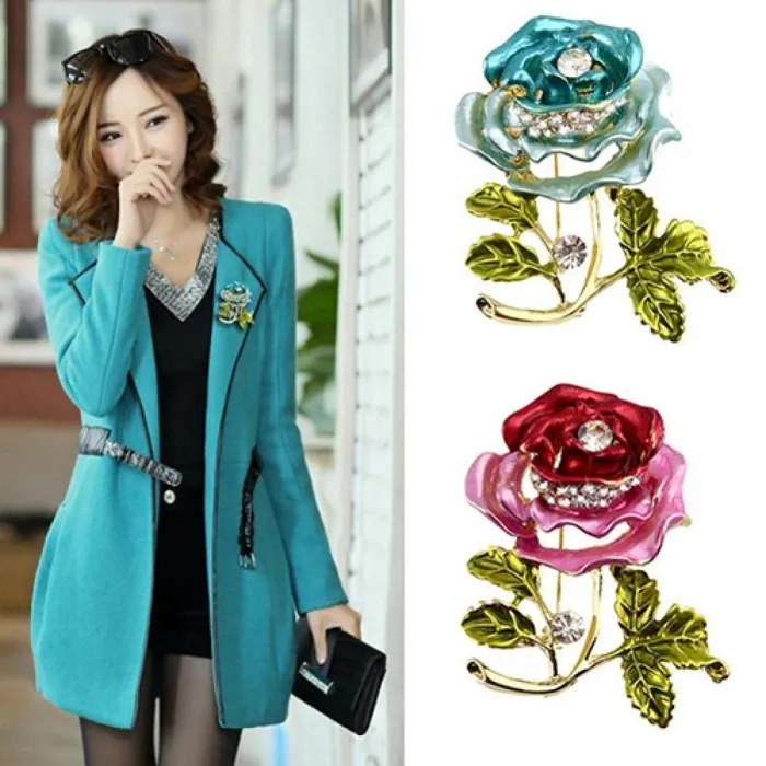 Modieuze broche - met 3D kristallen roosBroches