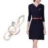 Luxurious gold brooch - with crystal music note