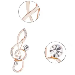 Luxurious gold brooch - with crystal music note