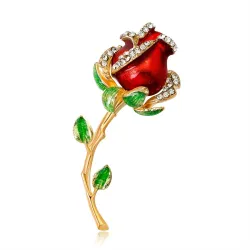 Elegante Vintage Brosche - mit Kristallrose