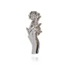 Silver brooch with a hand holding rose - pin