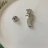 Silver brooch with a hand holding rose - pin