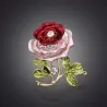 Crystal double color rose with crystal - brooch