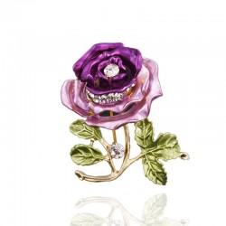 Kryształowa dwukolorowa róża z kryształem - broszkaBroszki