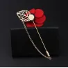 Modische Brosche mit Rose / Kette - lange Nadel - unisex