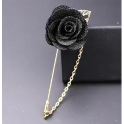 Modische Brosche mit Rose / Kette - lange Nadel - unisex