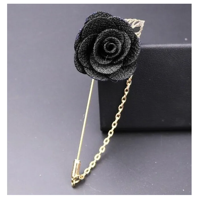 Modieuze broche met roos / ketting - lange naald - unisexBroches
