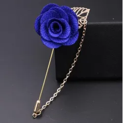Modische Brosche mit Rose / Kette - lange Nadel - unisex