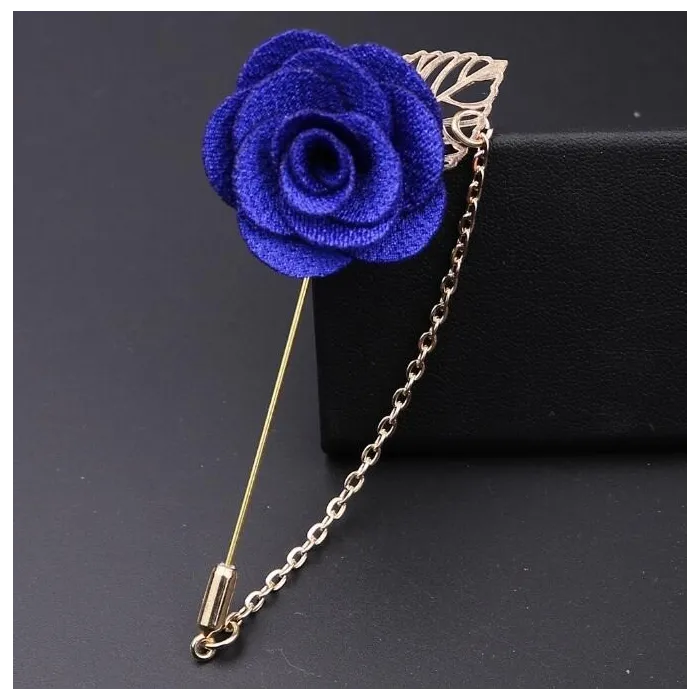 Modische Brosche mit Rose / Kette - lange Nadel - unisex