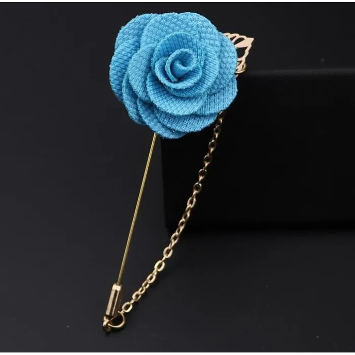 Modische Brosche mit Rose / Kette - lange Nadel - unisex