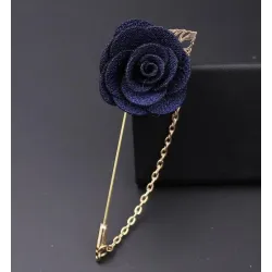 Modieuze broche met roos / ketting - lange naald - unisexBroches