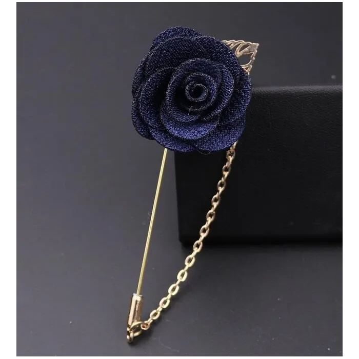 Modische Brosche mit Rose / Kette - lange Nadel - unisex