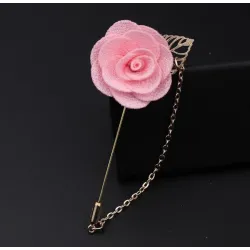 Fashionable brooch with rose / chain - long needle - unisexBrooches