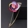 Modieuze broche met roos / ketting - lange naald - unisexBroches