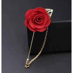 Modische Brosche mit Rose / Kette - lange Nadel - unisex